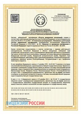 Приложение к сертификату для ИП Клин Сертификат СТО 03.080.02033720.1-2020